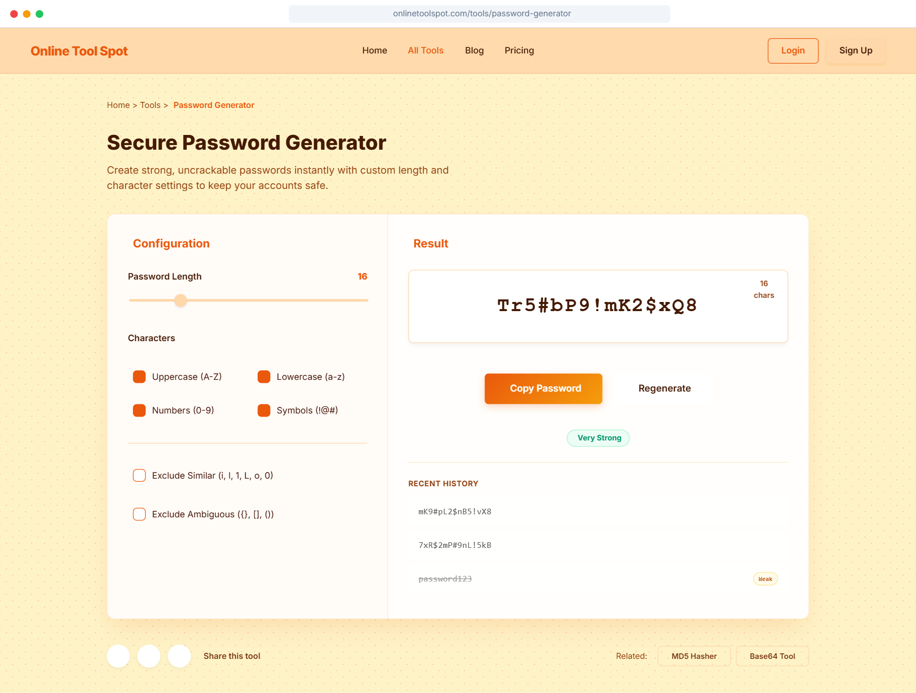 Password Generator Interface